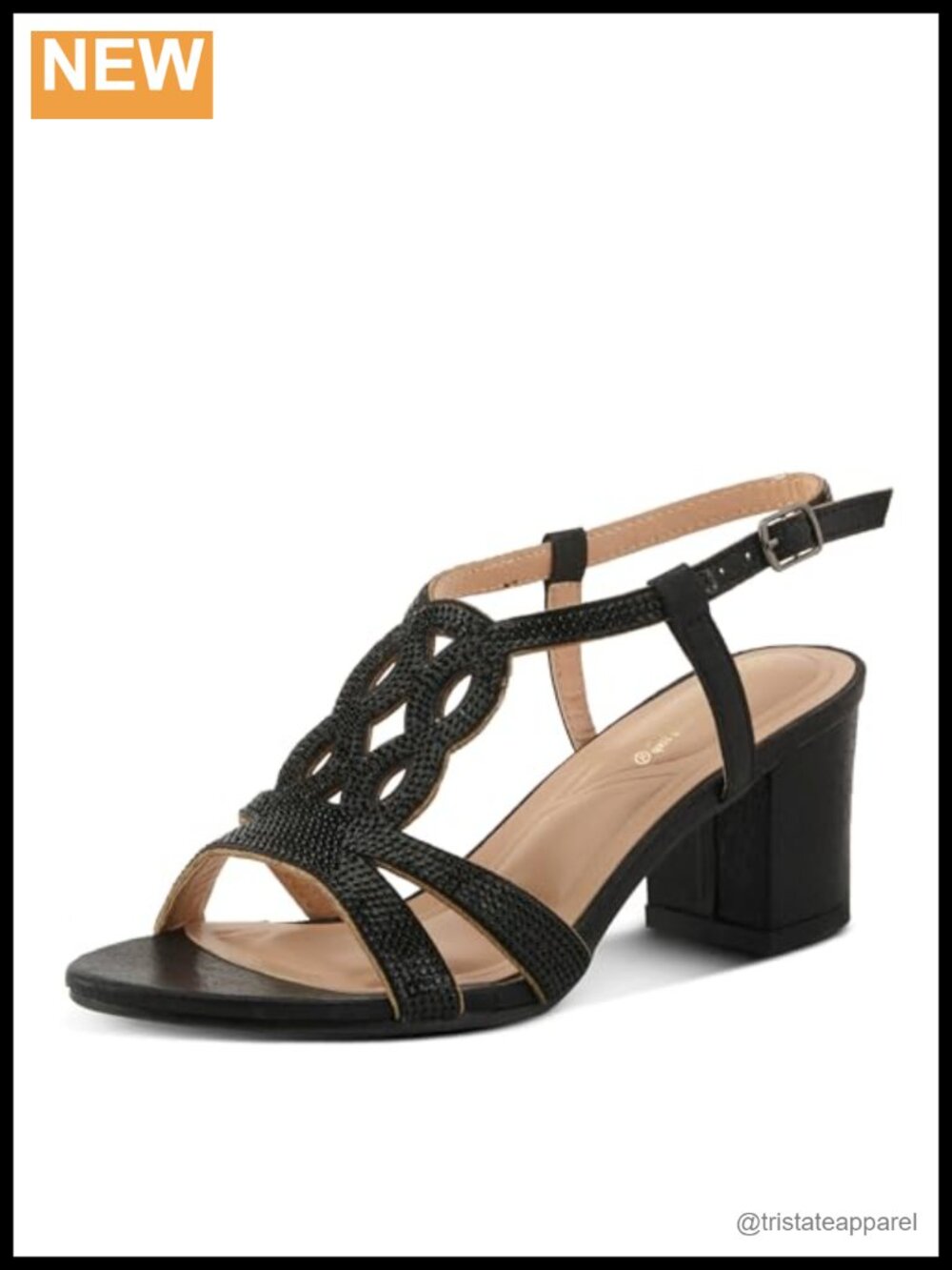 PATRIZIA Lilyana T-Strap Block Heel Sandals Faux Leather Scroll